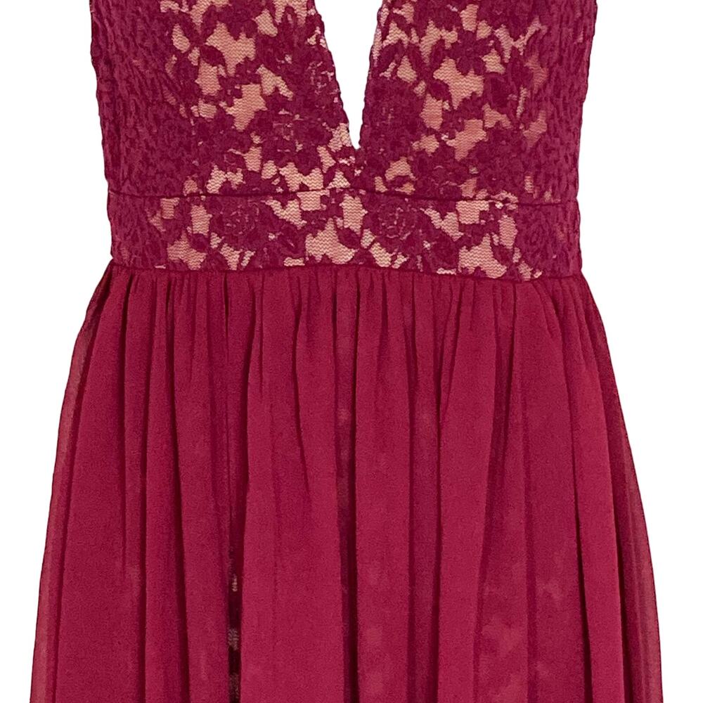 Lulu’s Make Way for Wonderful Berry Red Lace Maxi Dress Full Front Split Slit M - Picture 12 of 16